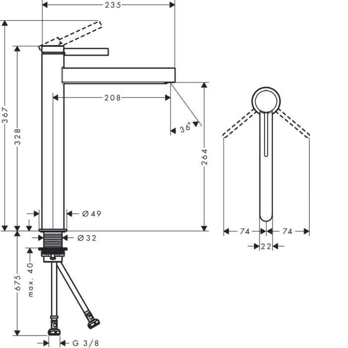 Hansgrohe смеситель для раковины с донным клапаном, Finoris, белый арт. 76070700