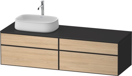 Duravit тумба подвесная с вырезом под раковину слева 550 мм х 1600 мм х 442 мм, zencha, ze4824l30800000 цвет: натуральный дуб/графит суперматовый