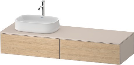 Duravit тумба подвесная с одним вырезом под раковину слева 550 мм х 1600 мм х 281 мм, zencha, ze4814l30830000 цвет: натуральный дуб/серо-коричневый суперматовый