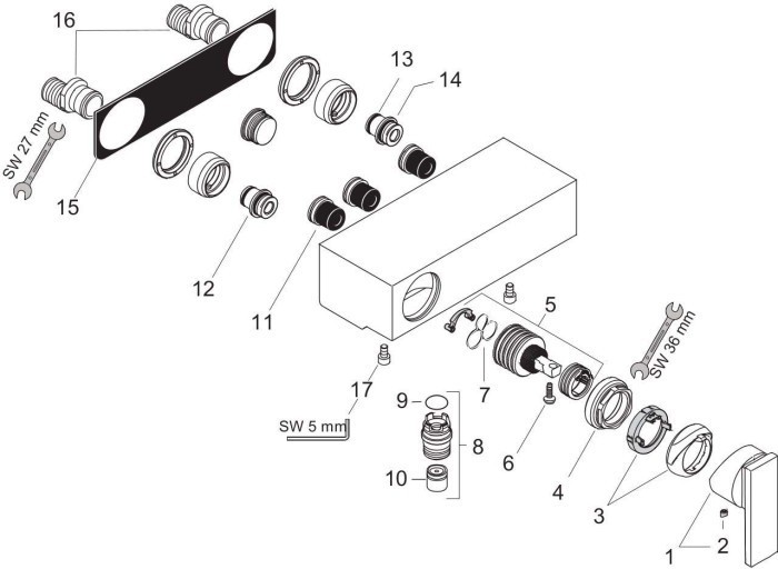 AXOR смеситель для душа, однорычажный, внешнего монтажа, с рычаговой рукояткой, Citterio, сталь арт. 39600800