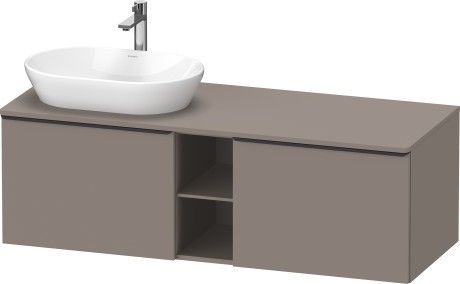 Duravit тумба подвесная под раковину слева 1400 мм х 550 мм и открытой полкой, d-neo, de4950l4343 цвет: базальт матовый