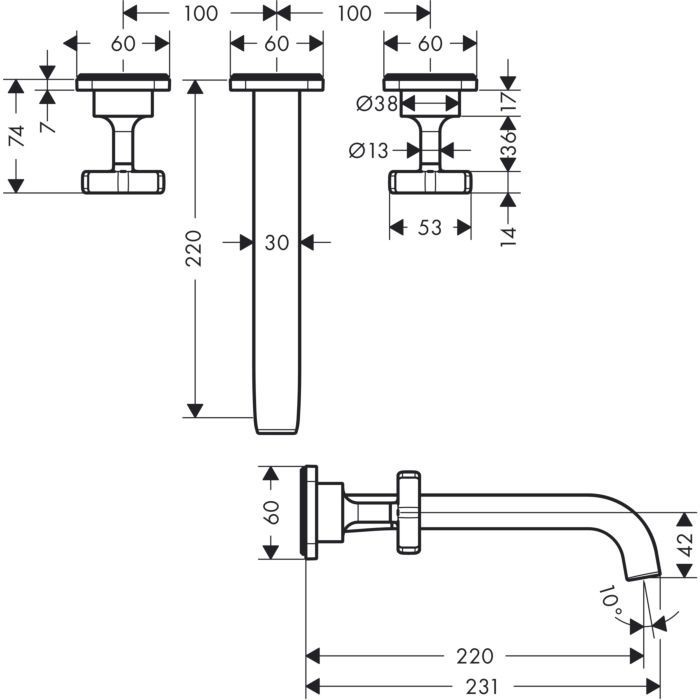 AXOR смеситель для раковины, Citterio E, полированный черный хром арт. 36107330