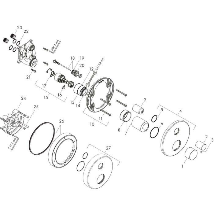 AXOR смеситель для ванны, Uno, никель арт. 45405820-7554