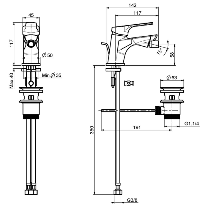 Fima Carlo Frattini смеситель на биде, serie 4, хром арт. f3762cr
