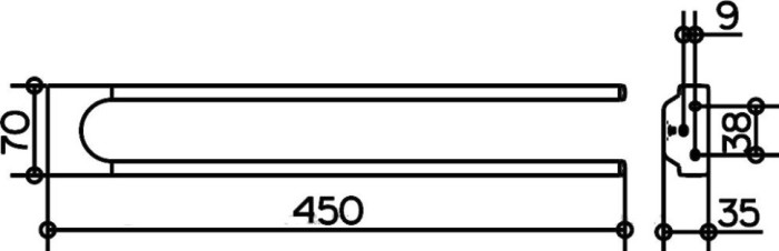 Keuco держатель для полотенца 45 см, collection moll, хром арт. 12718 010000