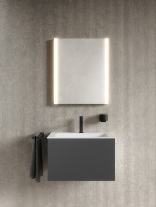 Keuco правый шкаф с подсветкой для настенного монтажа 127 мм х 600 мм х 710 мм, с 1 поворотной дверцей, somaris, дуб светлый арт. 14501 851100