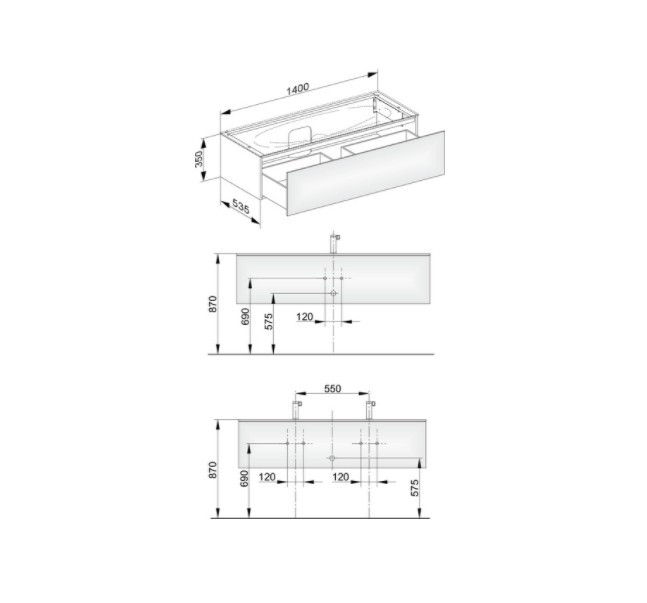 Keuco тумба подвесная под раковину с одним выдвижным фронтом, с внутренней светодиодной подсветкой, edition 11, белый арт. 31361 210100