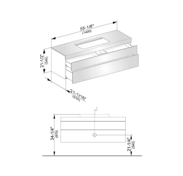 Keuco тумба подвесная под раковину без отверстия под смеситель, с двумя выдвижными фронтами, edition 400, антрацит арт. 31573 390000