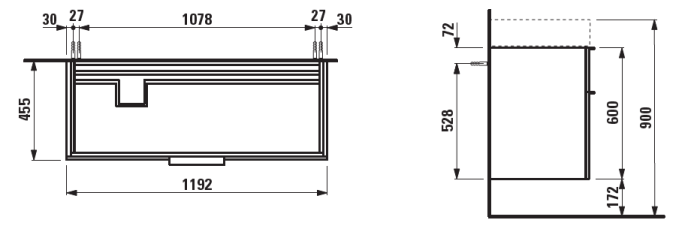 LAUFEN тумба под раковину 8.1333.2, с 2-я ящиками, - 4.0764.2.033.631.1