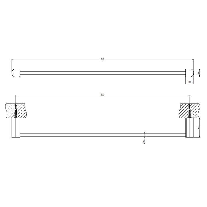 Gessi Полотенцедержатель, 60 см, подвесной, Rilievo, 59403#299 цвет: nero xl