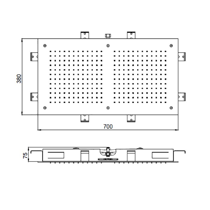 Встраиваемый верхний душ 380х700 мм, 1 тип струи, Almar Temptation, E044088.HB цвет: латунь брашированная PVD