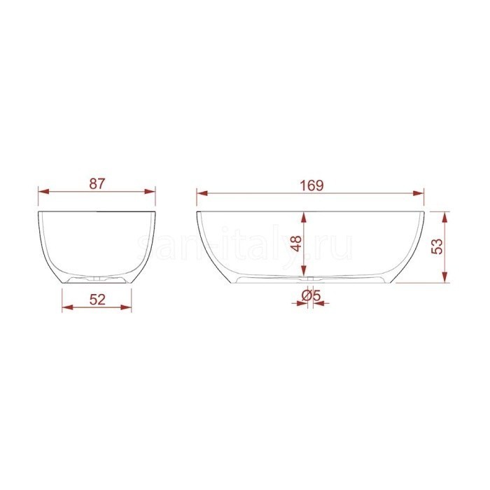 ArtCeram ванна свободностоящая 169х87см, flw001 17 file 2.0 цвет: черный матовый