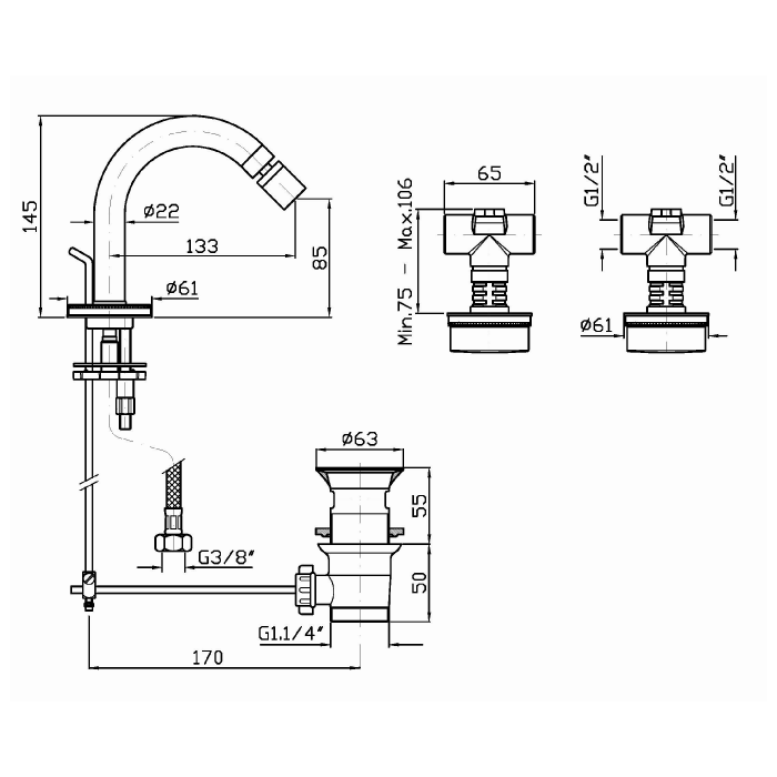 Zucchetti встроенный смеситель для биде, savoir, хром арт. zsa751.cc r99503