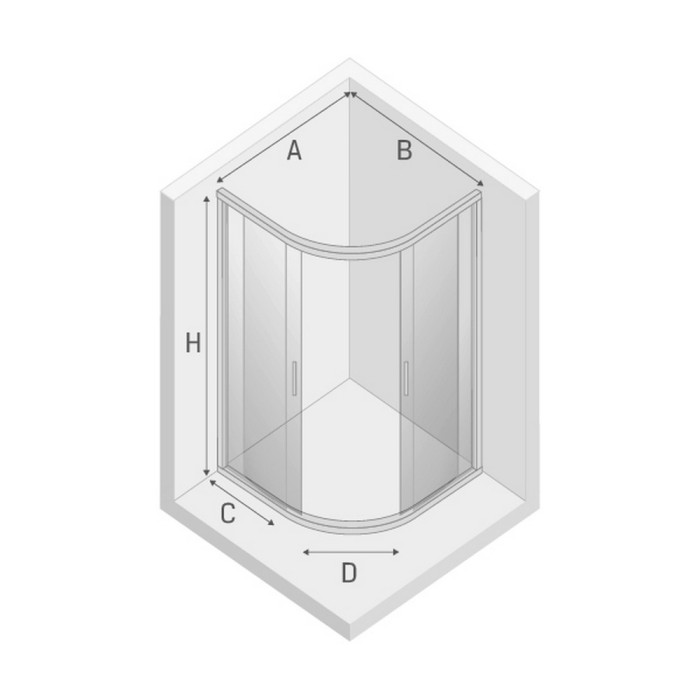 Душевое ограждение 90x90x190, New trendy New varia black, черный арт. K-0566