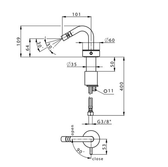 Cisal смеситель для биде sm00156040 slim cisal, цвет: чёрный матовый