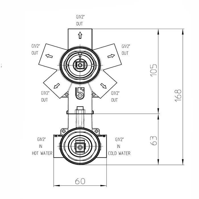 Bossini наружная часть механического смесителя, oki, черный арт. z00004.073