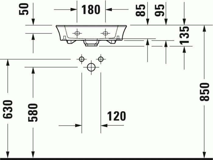 Duravit раковина встраиваемая с отверстием под смеситель, white tulip, 0737450041 цвет: белый