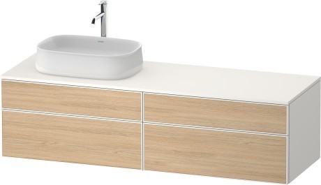 Duravit тумба подвесная с вырезом под раковину слева 550 мм х 1600 мм х 442 мм, zencha, ze4824l30840000 цвет: натуральный дуб/белый суперматовый