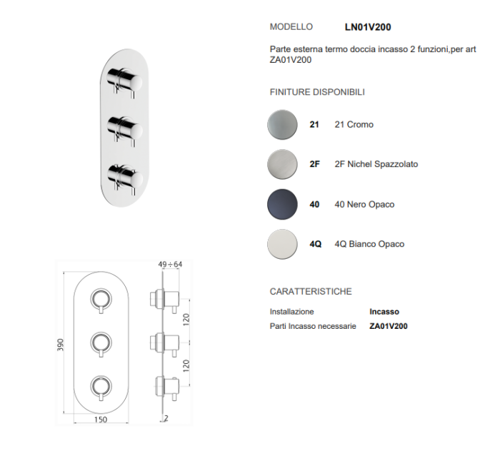 Cisal смеситель для душа, ln01v20040 nuova less, цвет: black matt