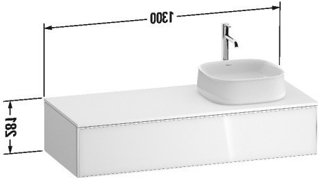 Duravit тумба подвесная с вырезом под раковину справа 550 мм х 1300 мм х 281 мм, zencha, ze4812r64840000 цвет: белое стекло/белый суперматовый