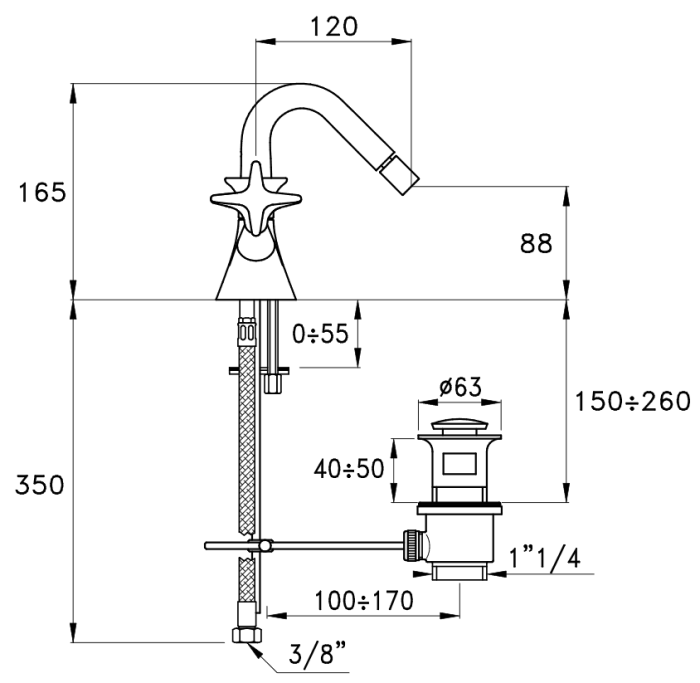 Stella смеситель для биде, 130, розовое золото арт. ct00204au02