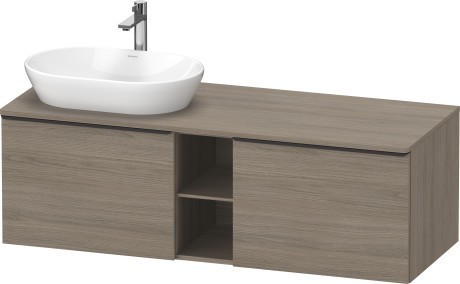 Duravit тумба подвесная под раковину слева 1400 мм х 550 мм и открытой полкой, d-neo, de4950l3535 цвет: дуб терра