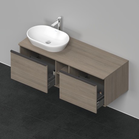Duravit тумба подвесная под раковину слева 1400 мм х 550 мм и открытой полкой, d-neo, de4950l3535 цвет: дуб терра