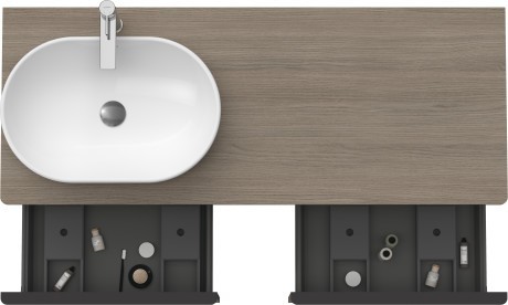 Duravit тумба подвесная под раковину слева 1400 мм х 550 мм и открытой полкой, d-neo, de4950l3535 цвет: дуб терра