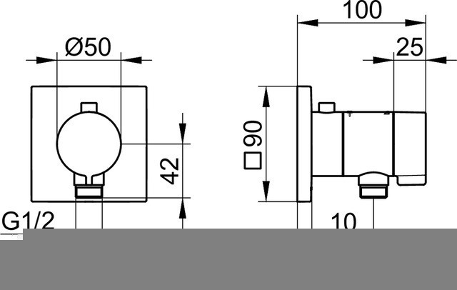 Keuco встриваемый смеситель с термостатом с квадратной розеткой, с выводом для шланга dn 15, ixmo solo, черный матовый арт. 59554 370002