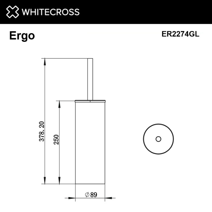 Ершик для унитаза, напольный, Whitecross Ergo gold, золото арт. ER2274GL