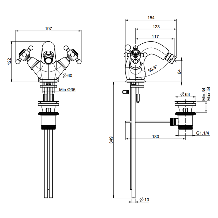 Fima Carlo Frattini смеситель для биде, elizabeth, бронза арт. f5092/2br