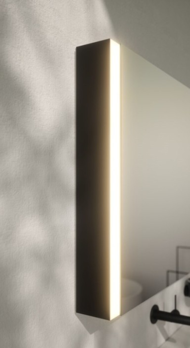 Keuco левый шкаф с подсветкой для настенного монтажа 127 мм х 600 мм х 710 мм, с 1 поворотной дверцей, somaris, черный матовый арт. 14501 371200