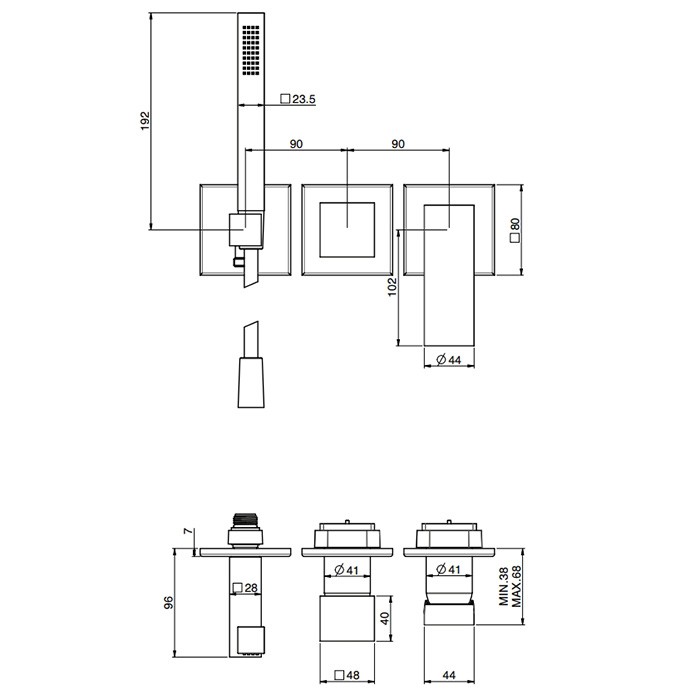 Fima Carlo Frattini смеситель для душа, встраиваемый, с ручным душем, 2 источника, zeta, хром арт. f3989wx8cr
