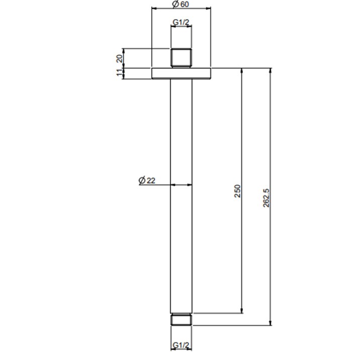 Fima Carlo Frattini держатель верхнего душа 250 мм., потолочный монтаж spillo steel, нержавеющая сталь арт. f2946inox