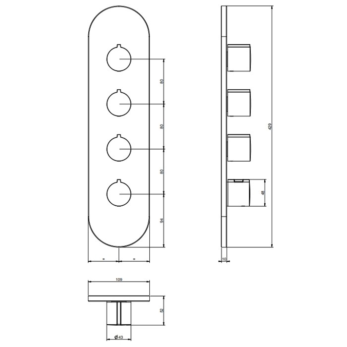 Gessi Смеситель для душа, встаиваемый, термостатический, Tondo, 43066#031 цвет: хром