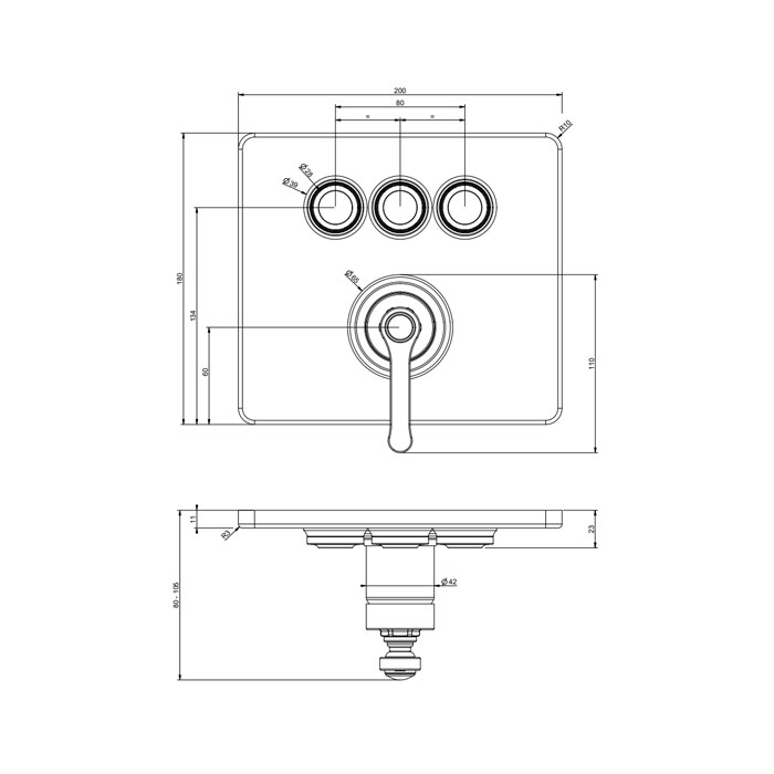 Gessi Смеситель для душа настенный встраиваемый, однорычажный, с 3 запорными кнопками, Hi Fi Eclectic, 65244#031 цвет: хром