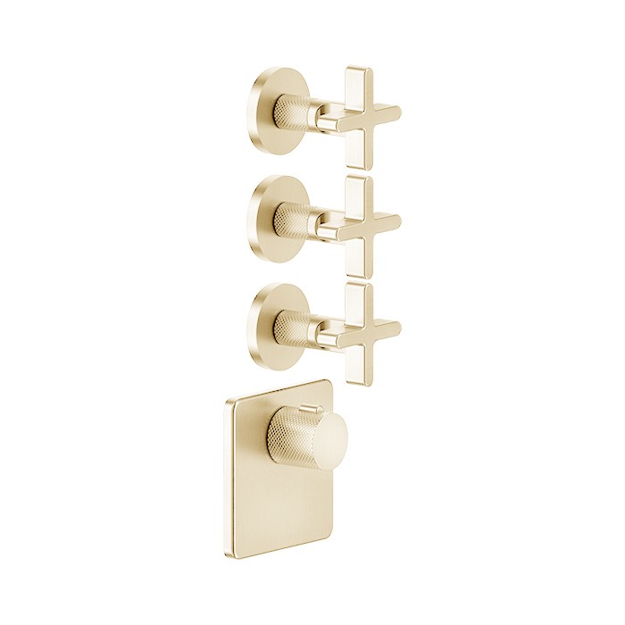 Gessi Смеситель для душа, термостатический, встраиваемый, резьба 3/4", Inciso, 58346#246 цвет: золото
