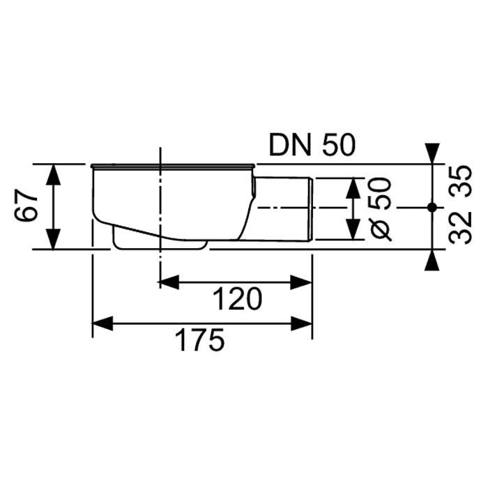 TECE сифон, 0,7 л/c, dn 50, выход вбок, высота монтажа от нижнего края сифона до верхнего края слива – 95 мм., drainline - 650000