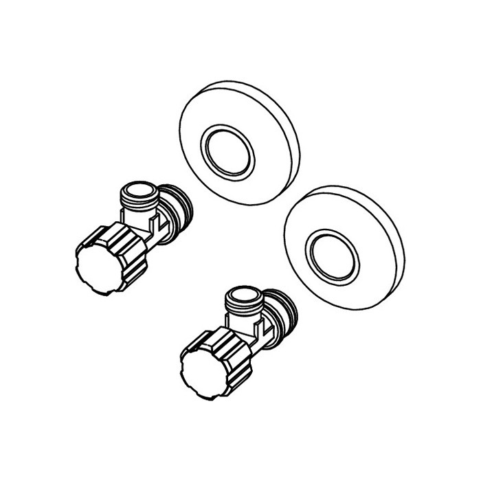 TECE угловые вентили (1/2" х 3/8") с настенными розетками,комплект 2 шт., цвет: хром, one - 9820464