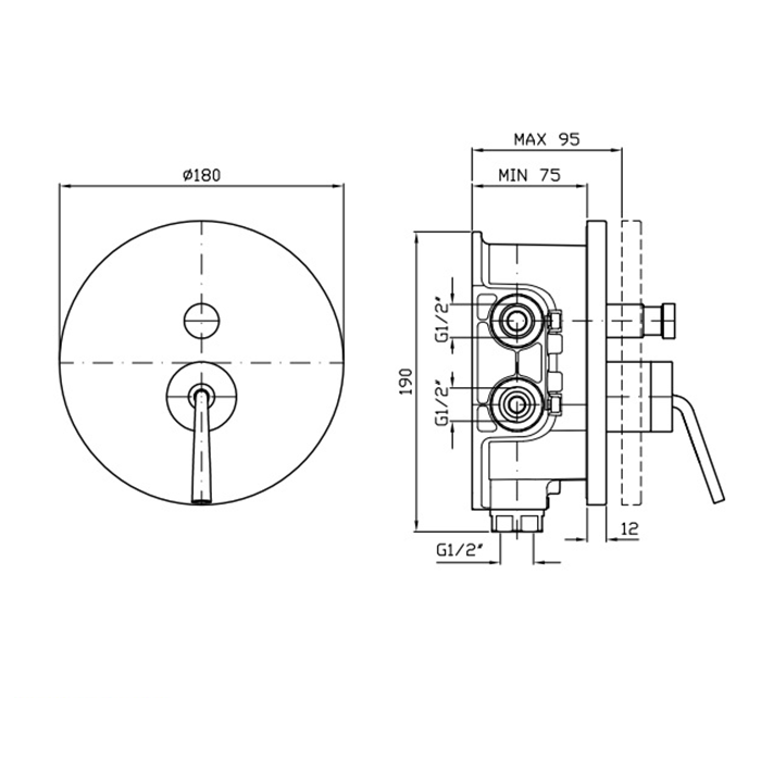 Zucchetti однорычажный встроенный смеситель для ванн, isyfresh, хром арт. zp2096 r97800