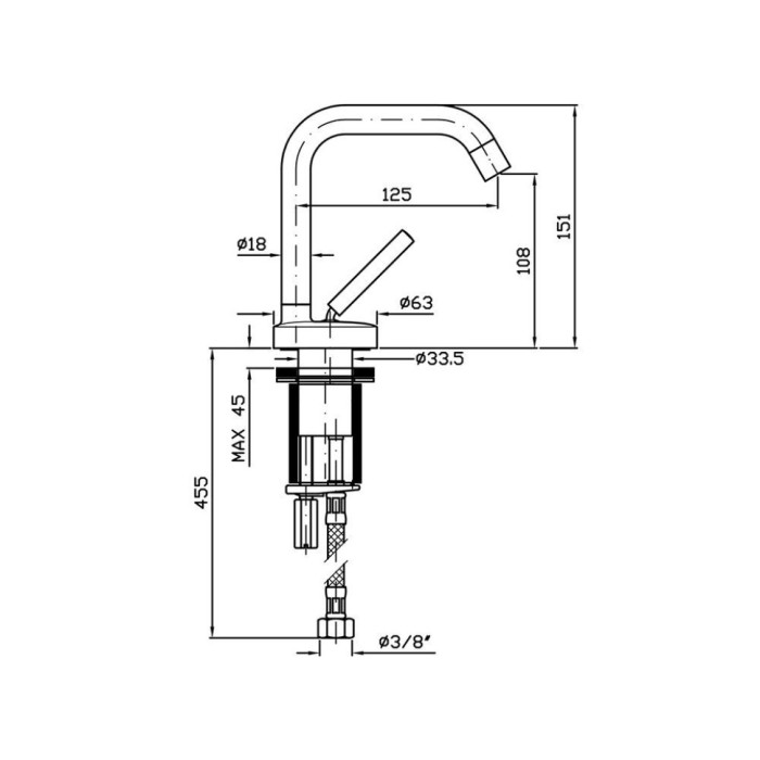 Zucchetti однорычажный смеситель для раковины на 1 отверстие, isystick, хром арт. zp1195