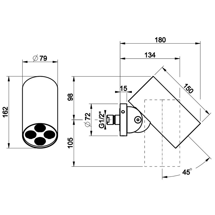 Gessi Верхний душ d7.9см., с настенным креплением, распыление, 316, 57281#239 цвет: steel brushed