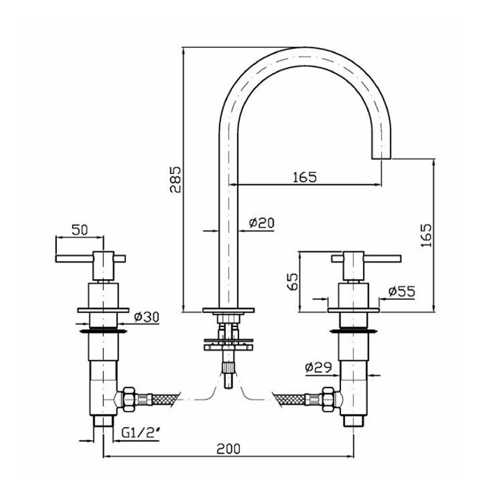Zucchetti смеситель для раковины, на 3 отв., высокий, ручка: рычаг, helm, нержавеющая сталь арт. zhl516.x