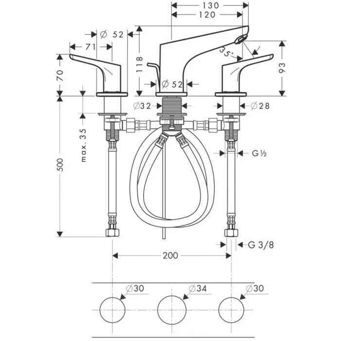 Hansgrohe смеситель для раковины с донным клапаном, Focus, хром арт. 31937000