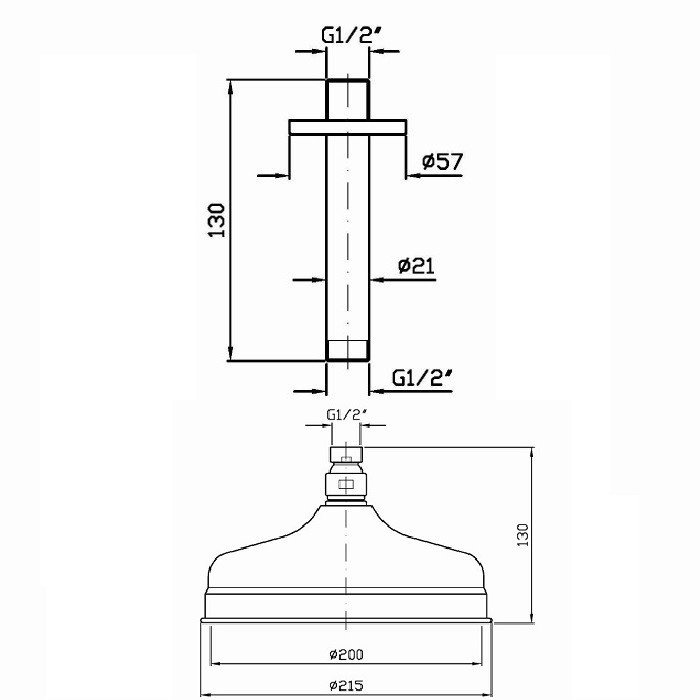 Zucchetti верхний душ d21.5см, на потолок 13см, delfi, хром арт. z94191 z93026
