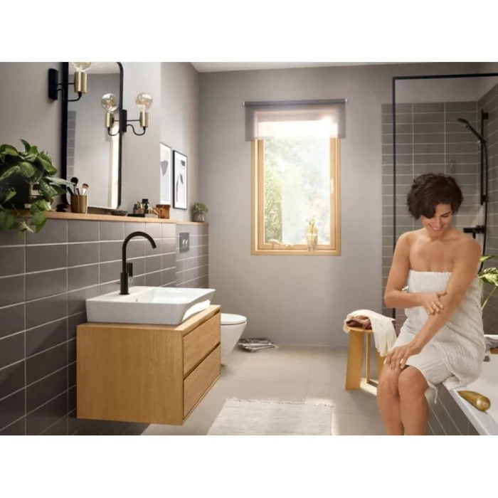 Hansgrohe смеситель для раковины с донным клапаном, Rebris E, черный арт. 72576670