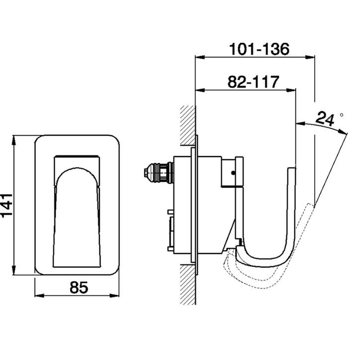 Cisal встраиваемый однорычажный смеситель для ванны и душа ka00210021 kawa, цвет: хром