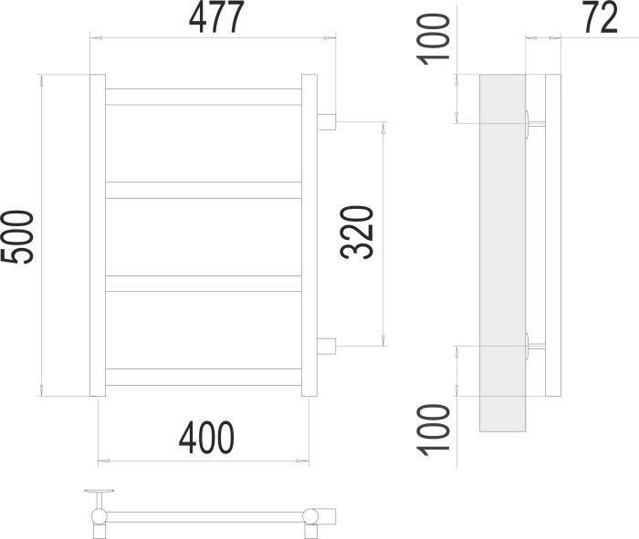 Terminus водяной полотенцесушитель аврора п4 400х500 бп320, эконом арт. 4670078529855