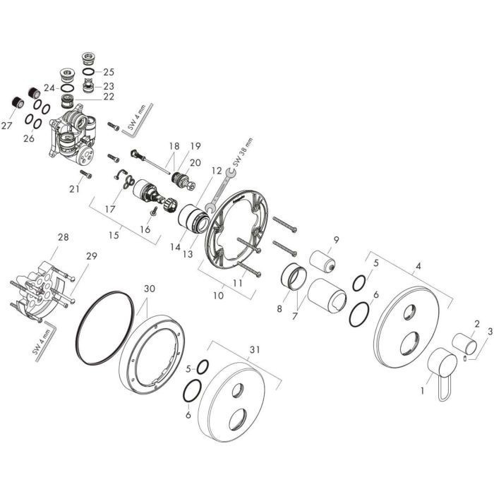 AXOR смеситель для ванны, Uno, бронза арт. 38428140