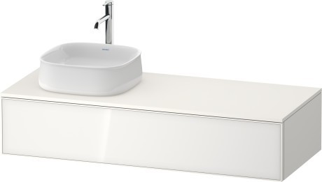 Duravit тумба подвесная с вырезом под раковину слева 550 мм х 1300 мм х 281 мм, zencha, ze4812l64840000 цвет: белое стекло/белый суперматовый